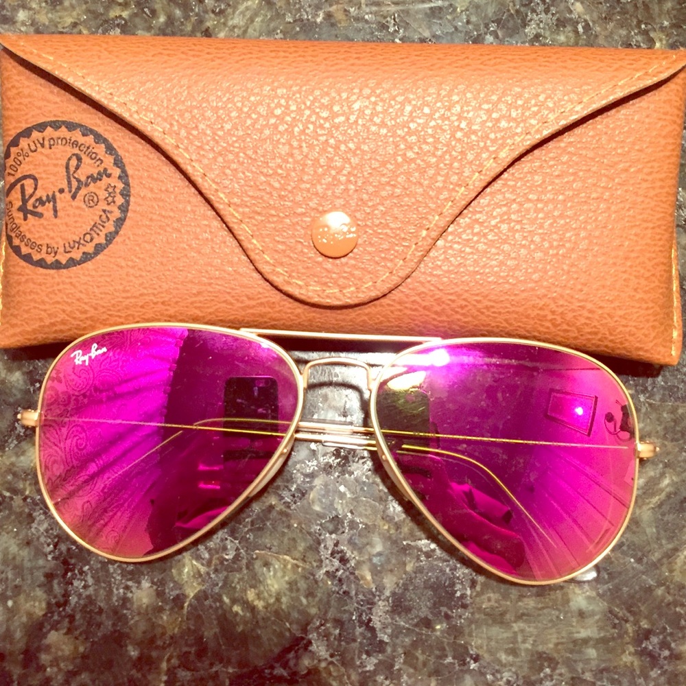 Gold and pink large Ray Ban aviators